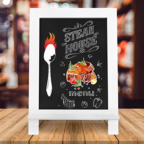 Egofine Wooden Chalkboard Sign, Tabletop Magnetic Chalkboard with Stand（White）Small Countertop Chalkboard Easel Kitchen Memo Board Décor for Home, Café, Wedding