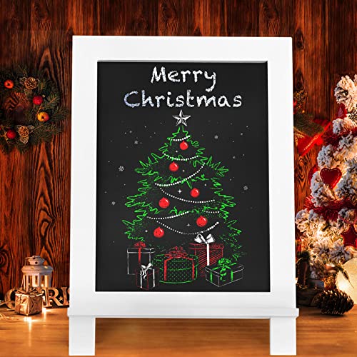 Egofine Wooden Chalkboard Sign, Tabletop Magnetic Chalkboard with Stand（White）Small Countertop Chalkboard Easel Kitchen Memo Board Décor for Home, Café, Wedding