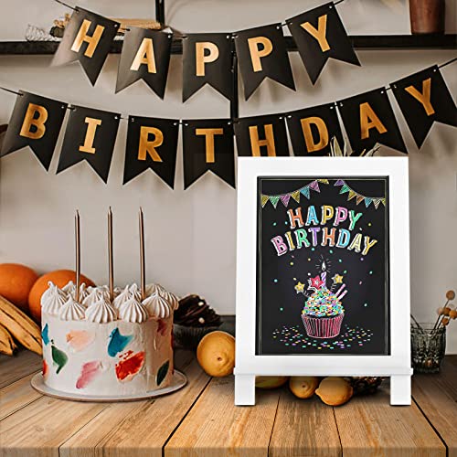 Egofine Wooden Chalkboard Sign, Tabletop Magnetic Chalkboard with Stand（White）Small Countertop Chalkboard Easel Kitchen Memo Board Décor for Home, Café, Wedding