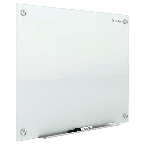 Quartet Whiteboard, Glass Dry Erase Board, Magnetic, 4' x 3', Infinity Frameless Mounting, White Surface, Accessory Tray, 1 Dry Erase Marker and 2 Glass Board Magnets (G4836W)
