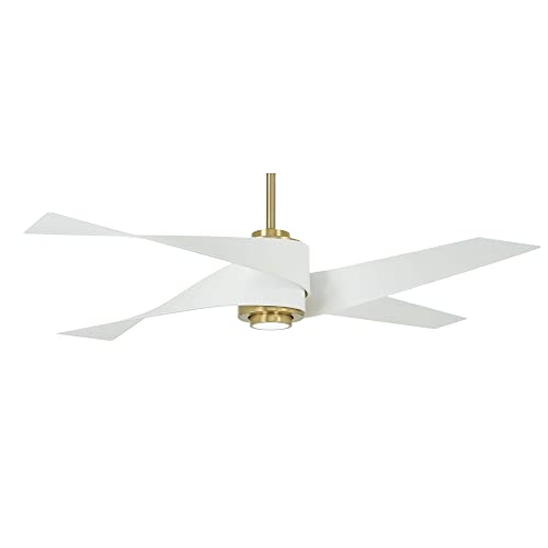 MINKA-AIRE F903L-SBR/WHF Artemis IV 64" Ceiling Fan with LED Light and DC Motor in Soft Brass/Flat White Finish