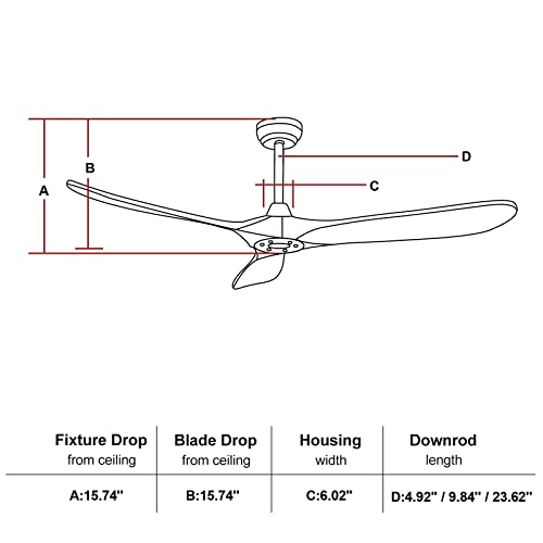 Sofucor 60 Inch Ceiling Fans No Light Modern Ceiling Fan With Remote Control 3 Wood Blades Reversible DC Motor Timer for Kitchen Bedroom Living Room Dining Room Farmhouse (burlywood) KBS6004