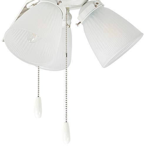 Amazon Basics 52-Inch Ceiling Fan, Includes Dimmable LED Light Kit With Three Candelabra Base LED Light Bulbs, Five Reversible Blades, White Finish