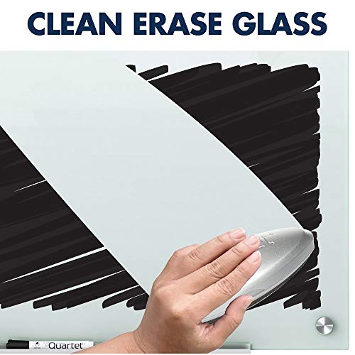 Quartet Whiteboard, Glass Dry Erase Board, Magnetic, 4' x 3', Infinity Frameless Mounting, White Surface, Accessory Tray, 1 Dry Erase Marker and 2 Glass Board Magnets (G4836W)