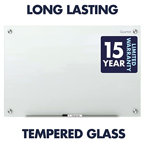 Quartet Whiteboard, Glass Dry Erase Board, Magnetic, 4' x 3', Infinity Frameless Mounting, White Surface, Accessory Tray, 1 Dry Erase Marker and 2 Glass Board Magnets (G4836W)