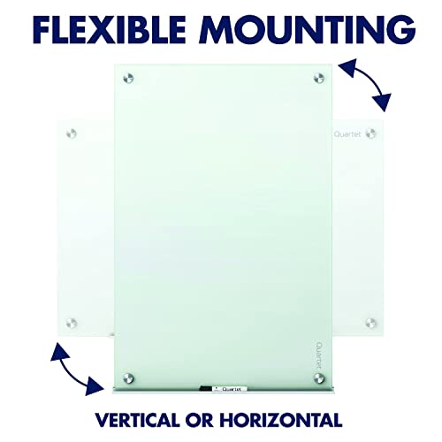 Quartet Whiteboard, Glass Dry Erase Board, Magnetic, 4' x 3', Infinity Frameless Mounting, White Surface, Accessory Tray, 1 Dry Erase Marker and 2 Glass Board Magnets (G4836W)