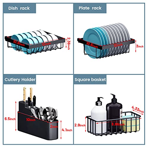 ADBIU 【Fit Sink 24"- 35.5" L Over The Sink Dish Drying Rack (Expandable Height and Length) Snap-On Design 2 Tier Large Dish Rack Stainless Steel Kitchen Count Organization and Storage