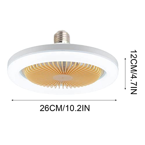 Upgrade E27 Ceiling Fan with Lights & Remote - Stepless Dimming LED Modern Enclosed Low Profile Ceiling Fan with 3 Speeds, Timing Function, Sleep Mode, Silent for Living Room, Bedroom (#001)