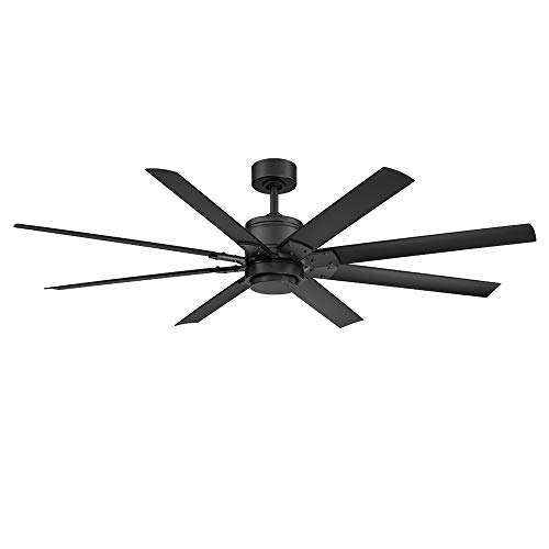 Renegade Smart Indoor and Outdoor 8-Blade Ceiling Fan 66in Matte Black with 3000K LED Light Kit and Remote Control works with Alexa, Google Assistant, Samsung Things, and iOS or Android App