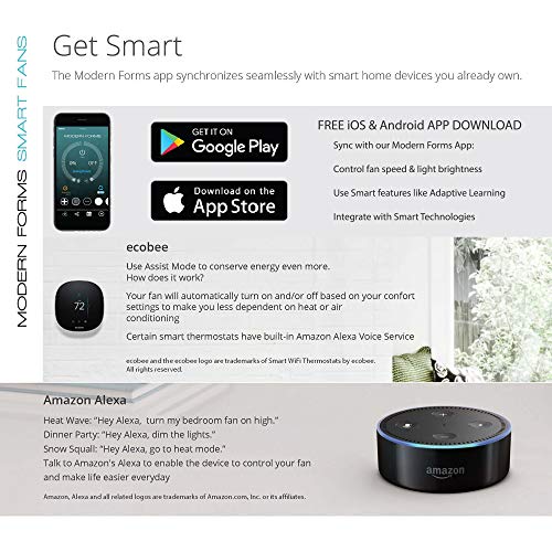 Renegade Smart Indoor and Outdoor 8-Blade Ceiling Fan 66in Matte Black with 3000K LED Light Kit and Remote Control works with Alexa, Google Assistant, Samsung Things, and iOS or Android App
