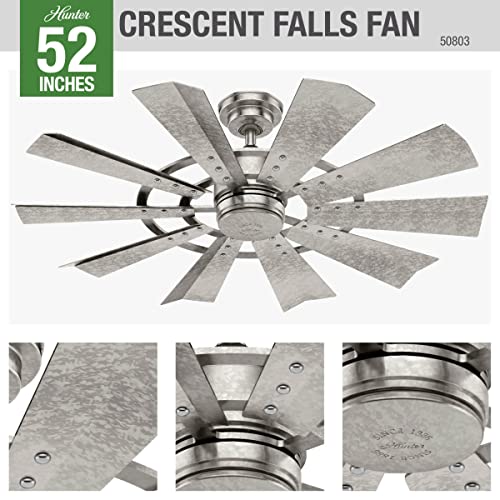 Hunter Fan Company 50803 Crescent Falls Ceiling Fan, 52, Galvanized