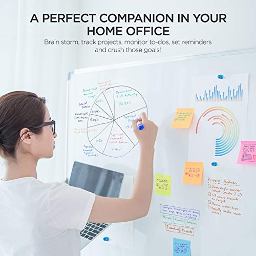 Rolling Whiteboard Dry Erase Board on Wheels with Stand 48x32" Large, Portable, Double Sided Mobile Whiteboard on Wheels with Magnetic Eraser, Ruler, 2 Gridding Tapes, 12 Pin Magnets for Home Office