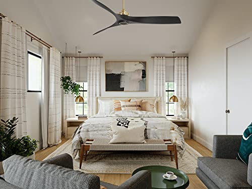 MINKA-AIRE F853-SBR/CL Aviation 60 Inch Ceiling Fan with DC Motor in Soft Brass Finish and Coal Blades