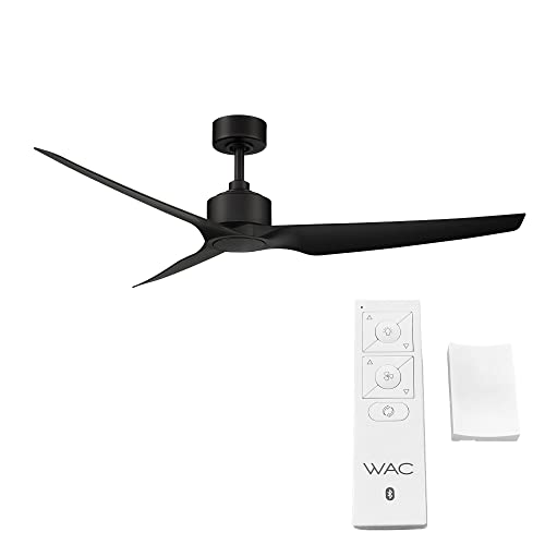 WAC Smart Fans Stella Indoor and Outdoor 3-Blade Ceiling Fan 60in Matte Black with Remote Control works with Alexa and iOS or Android App