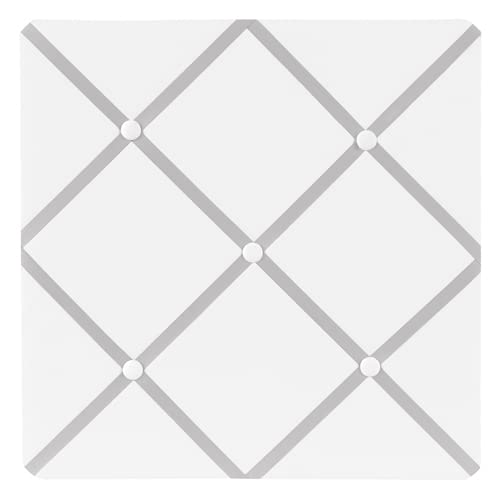 White and Gray Hotel Fabric Memory/Memo Photo Bulletin Board by Sweet Jojo Designs