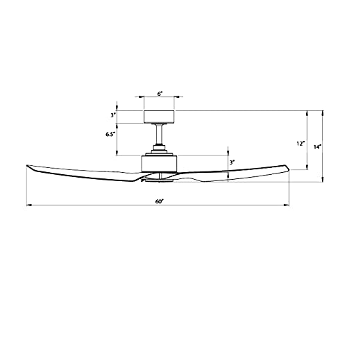 WAC Smart Fans Stella Indoor and Outdoor 3-Blade Ceiling Fan 60in Matte Black with Remote Control works with Alexa and iOS or Android App