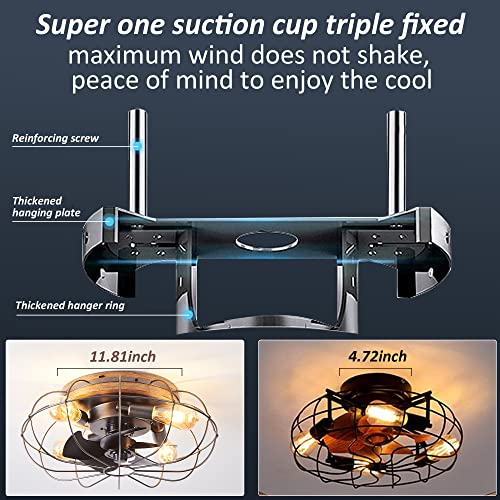 luansky 20" Caged Ceiling Fans with Lights and Remote, Flush Mount Ceiling Fan with Light, Low Profile Caged Ceiling Fan Enclosed, 6 Speed Reversible for Kitchen, Bedroom