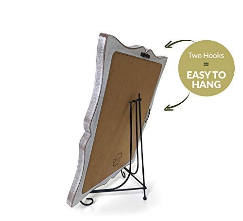 11"x13" Chalkboard Sign with Easel (Rustic White) + White Liquid Chalk Marker | Hanging or Freestanding Framed Chalkboard with Hand Crafted Sweetheart Frame - Multipurpose Small Chalkboard Sign