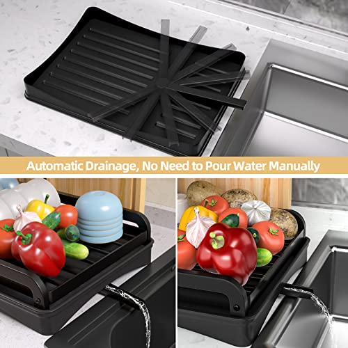Dish Drying Rack for Kitchen Counter Over The Sink, Larger 2-Tier Drainboard Set with Double-Layer Bowl Rack, Cup Rack, Sticky Board Rack, Cutlery Rack.