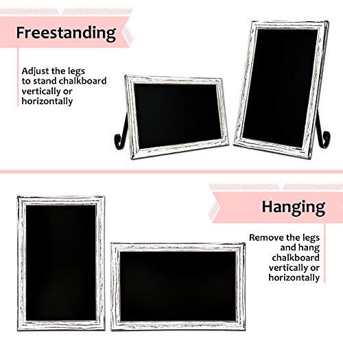 TenXVI Designs 11"x17" Freestanding or Hanging Vertical and Horizontal Magnetic Chalkboard Sign and 8 Liquid Chalk Markers for Kitchen Countertop, Tabletops, Weddings, Home Decor - Rustic White