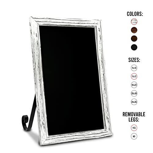 TenXVI Designs 11"x17" Freestanding or Hanging Vertical and Horizontal Magnetic Chalkboard Sign and 8 Liquid Chalk Markers for Kitchen Countertop, Tabletops, Weddings, Home Decor - Rustic White