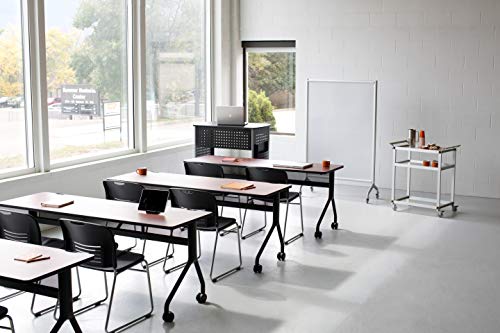 Safco Products Impromptu Full Collaboration Whiteboard Screen 8511BL, Black, 42W x 72H, Double-Sided Magnetic Dry Erase Board, Commercial-Grade Steel Frame, Swivel Wheels, Accessory Shelf