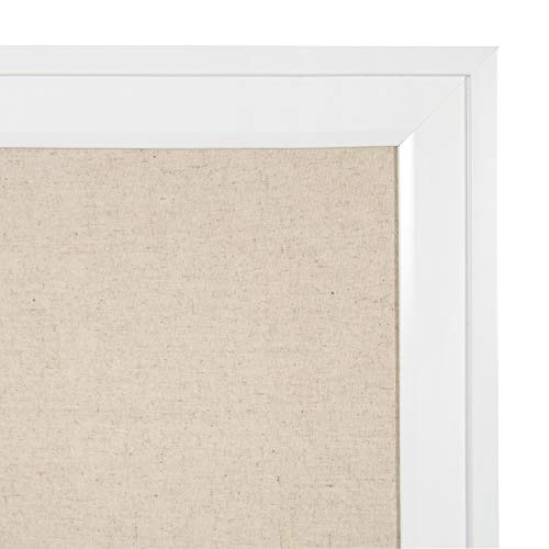 DesignOvation Bosc Framed Natural Linen Fabric Pinboard, 27.5x43.5, White