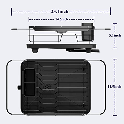 Kitsure Dish Drying Rack in Sink - Dual-Use Dish Rack for Countertops & Sinks, Stainless Steel Dish Rack for Kitchen Counter, Over The Sink Kitchen Drying Rack with a Draindboard & Utensil Holder
