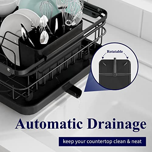 Kitsure Dish Drying Rack in Sink - Dual-Use Dish Rack for Countertops & Sinks, Stainless Steel Dish Rack for Kitchen Counter, Over The Sink Kitchen Drying Rack with a Draindboard & Utensil Holder