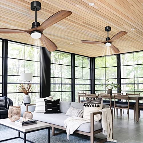 Obabala 52" Ceiling Fan with Lights Remote Control Outdoor Wood Ceiling Fans Noiseless Reversible DC Motor