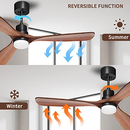 Obabala 52" Ceiling Fan with Lights Remote Control Outdoor Wood Ceiling Fans Noiseless Reversible DC Motor