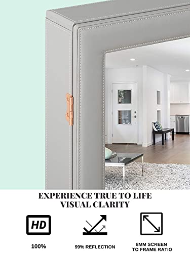 LUXFURNI Jewelry Armoire Organizer, Wall/Door Mounted Cabinet with Full Length Mirror (Grey)