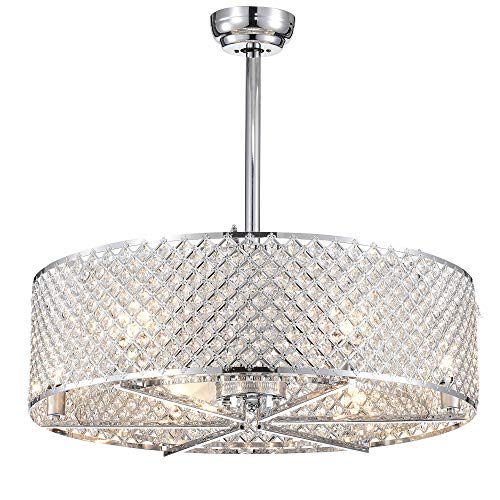 Warehouse of Tiffany CFL-8235REMO/CH Miyaka 6 Metal 3-Blade 29-inch Lighted Remote (Optional Finishes) Ceiling Fan, One Size, Chrome