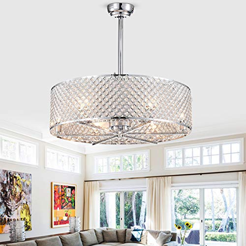 Warehouse of Tiffany CFL-8235REMO/CH Miyaka 6 Metal 3-Blade 29-inch Lighted Remote (Optional Finishes) Ceiling Fan, One Size, Chrome