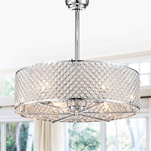 Warehouse of Tiffany CFL-8235REMO/CH Miyaka 6 Metal 3-Blade 29-inch Lighted Remote (Optional Finishes) Ceiling Fan, One Size, Chrome