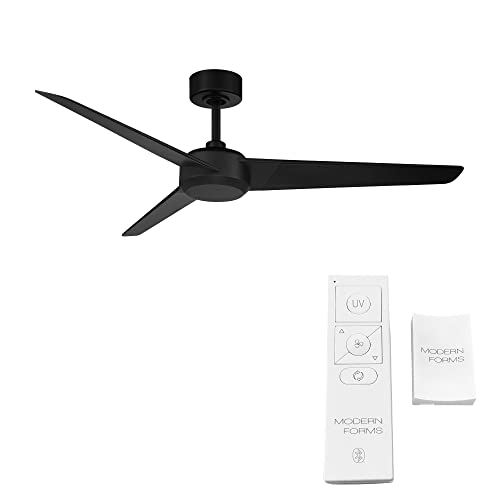 Modern Forms Ultra Indoor and Outdoor 3-Blade Smart Ceiling Fan 54in Matte Black UV-C LED Up-Light Kit and Remote Control
