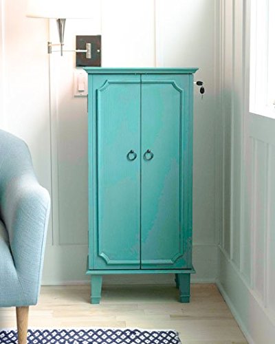 Hives and Honey 9006-349 Carson Fully Locking Jewelry Armoire, Large, Turquoise