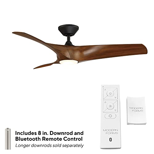 Zephyr Smart Indoor and Outdoor 3-Blade Ceiling Fan 52in Matte Black Distressed Koa with 2700K LED Light Kit and Remote Control works with Alexa, Google Assistant, Samsung Things, and iOS or Android App