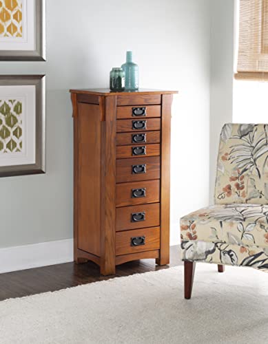 Powell Oak Kat Jewelry Armoire 19.625"L x 15.25"W x 40.625"H