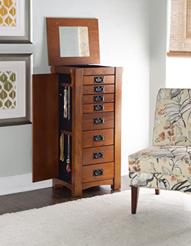 Powell Oak Kat Jewelry Armoire 19.625"L x 15.25"W x 40.625"H