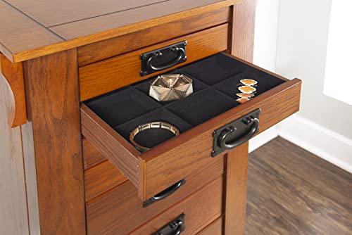 Powell Oak Kat Jewelry Armoire 19.625"L x 15.25"W x 40.625"H