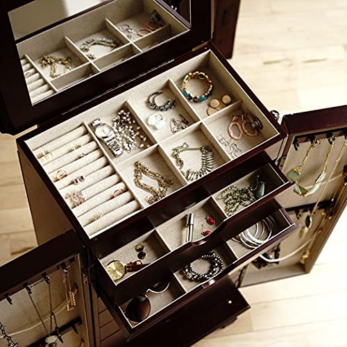 Hives and Honey Cabby Fully Locking Jewelry Armoire, Cherry