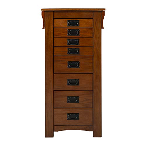 Powell Oak Kat Jewelry Armoire 19.625"L x 15.25"W x 40.625"H
