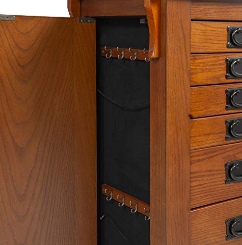 Powell Oak Kat Jewelry Armoire 19.625"L x 15.25"W x 40.625"H