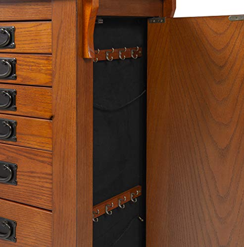 Powell Oak Kat Jewelry Armoire 19.625"L x 15.25"W x 40.625"H