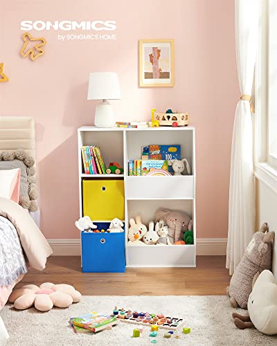 SONGMICS 3 shelves Toy Storage Organizer, with Compartments, Shelves and Fabric Bins, for Kids Room, Playroom, White