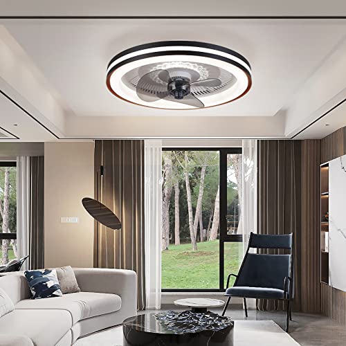 Dannilong Ceiling Fans with Lights - 20" Low Profile Ceiling Fans with Lights and Remote, 3 Colors 3 Speeds Bladeless Flush Mount Ceiling Fan, Small Smart Modern for Bedroom, Living Room, Kitchen.