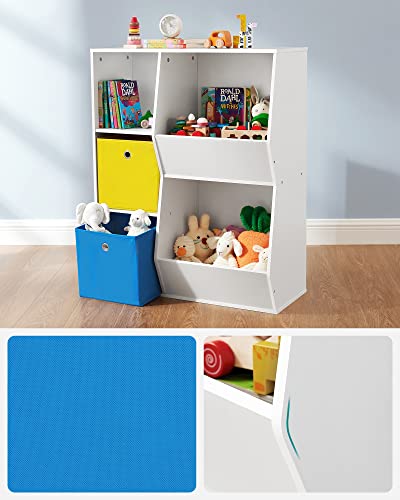 SONGMICS 3 shelves Toy Storage Organizer, with Compartments, Shelves and Fabric Bins, for Kids Room, Playroom, White