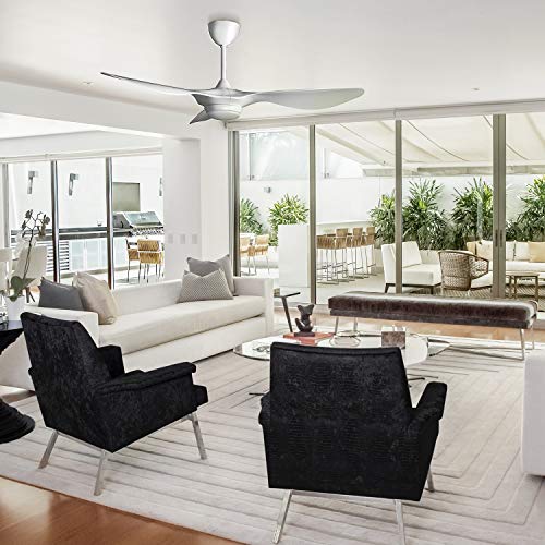 reiga 52-in Bright White Large Ceiling Fan with Dimmable LED Light Kit Remote Control Modern 3 Blades Reversible Quiet DC ETL Motor, 6-speed, Timer, for Bedroom Living Room and Patio