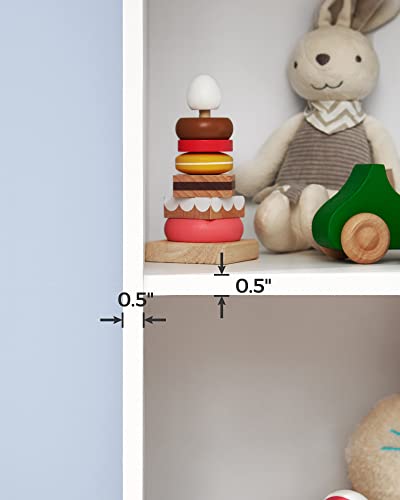SONGMICS 3 shelves Toy Storage Organizer, with Compartments, Shelves and Fabric Bins, for Kids Room, Playroom, White